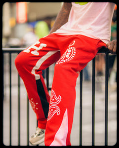 Paisley Flare Sweatpants - Red, Pink, & Black