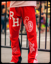 Load image into Gallery viewer, Paisley Flare Sweatpants - Red, Pink, &amp; Black
