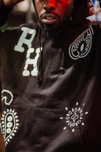 Load image into Gallery viewer, Black Paisley Flare Hoodie
