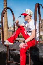 Load image into Gallery viewer, Paisley Flare Sweatpants - Red
