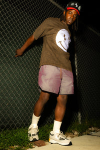 Ray Hutch smiley face over size tee (brown/lavender)