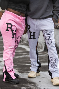 Paisley Flare Sweatpants - Pink