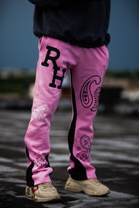 Paisley Flare Sweatpants - Pink